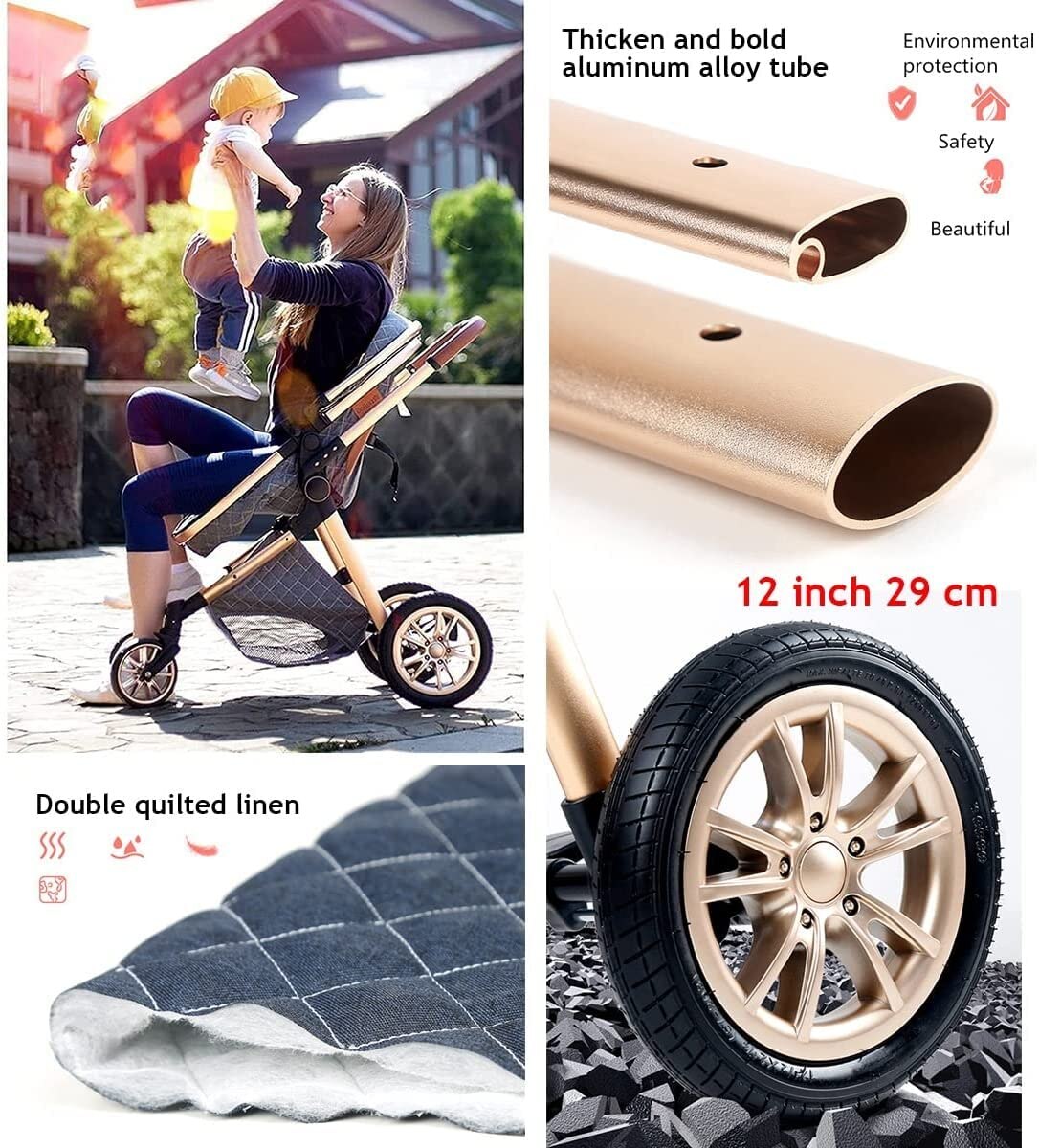 Yeni bebek arabası 3 in 1 yüksek peyzaj arabası uzanmış bebek arabası katlanabilir bebek arabası bebek beşiği pusal yenidoğan Yeni bebek arabası 3 in 1 yüksek peyzaj arabası uzanmış bebek arabası katlanabilir bebek arabası bebek beşiği pusal yenidoğan