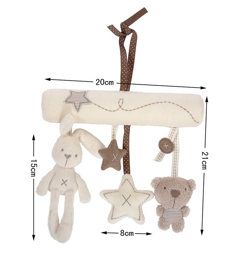 Bebek y&uuml;r&uuml;yor &ccedil;ıngıraklar oyuncaklar bebek arabası beşik yumuşak tavşan ayı tarzı Pram askılı oyuncaklar peluş yatıştırmak i&ccedil;in oyuncak bebek yatağı aksesuarları