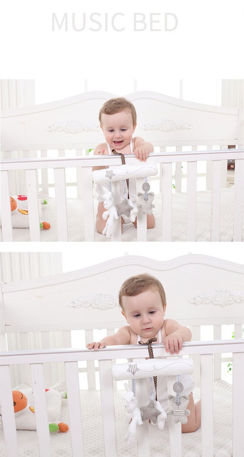 Bebek y&uuml;r&uuml;yor &ccedil;ıngıraklar oyuncaklar bebek arabası beşik yumuşak tavşan ayı tarzı Pram askılı oyuncaklar peluş yatıştırmak i&ccedil;in oyuncak bebek yatağı aksesuarları