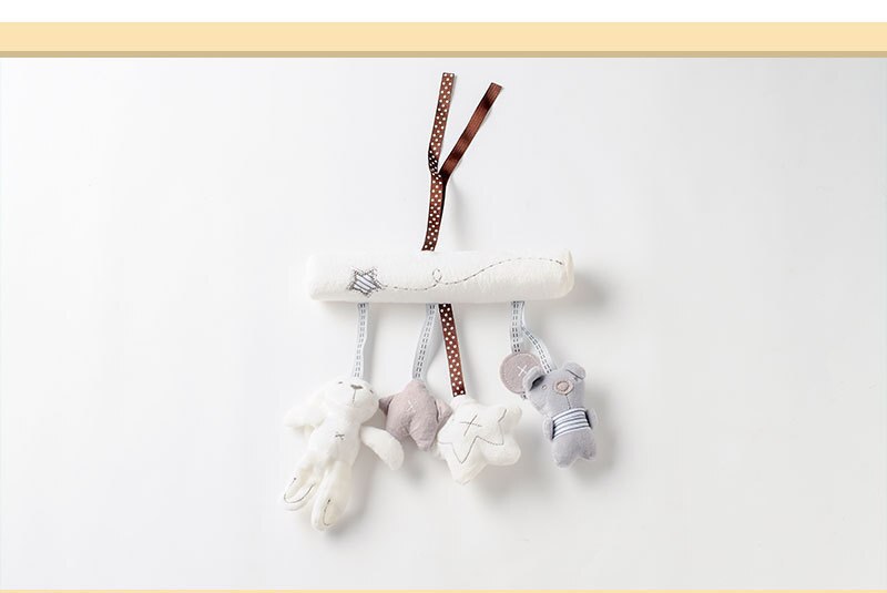 Bebek y&uuml;r&uuml;yor &ccedil;ıngıraklar oyuncaklar bebek arabası beşik yumuşak tavşan ayı tarzı Pram askılı oyuncaklar peluş yatıştırmak i&ccedil;in oyuncak bebek yatağı aksesuarları