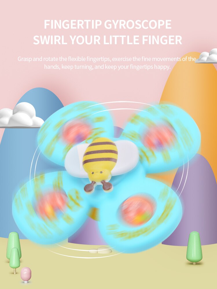 Suction Toys for Baby, Suction Cup Spinner Toy, 3 Pieces Baby Bath Toys Cartoon Animal Spinning Top Girls Boys Toys with Rustlin