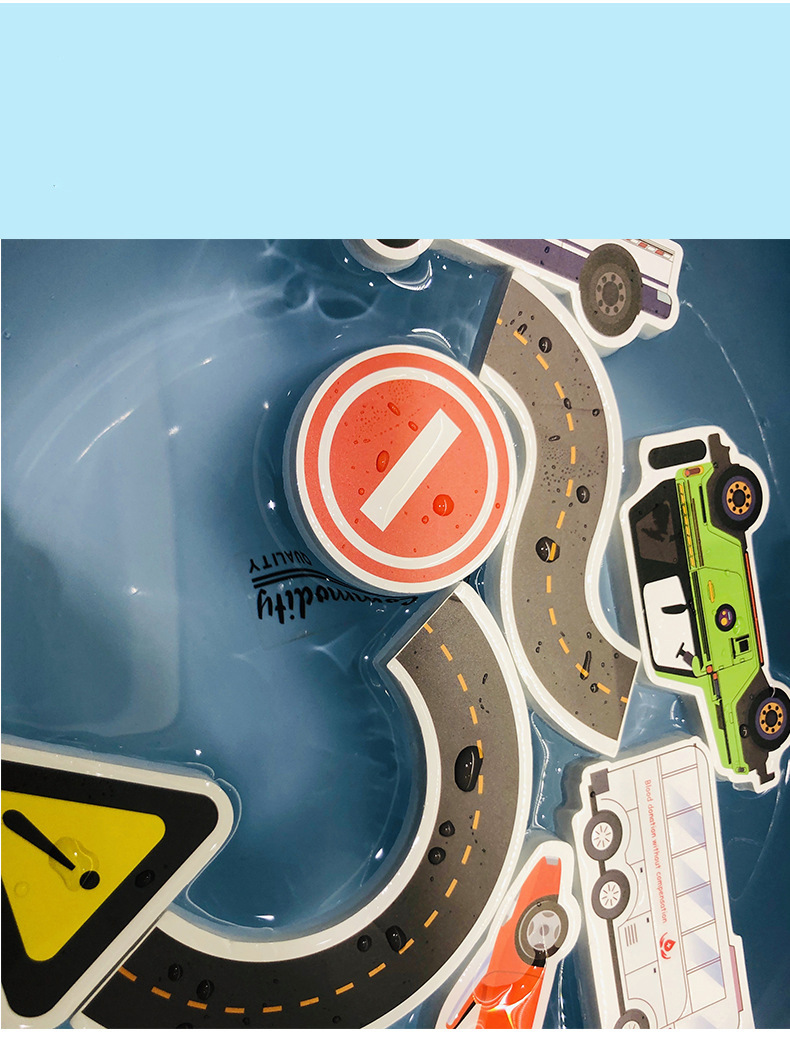 23 Pieces Children Baby Baby Bath Bath Water Toy City Traffic Car Road Rail Puzzle