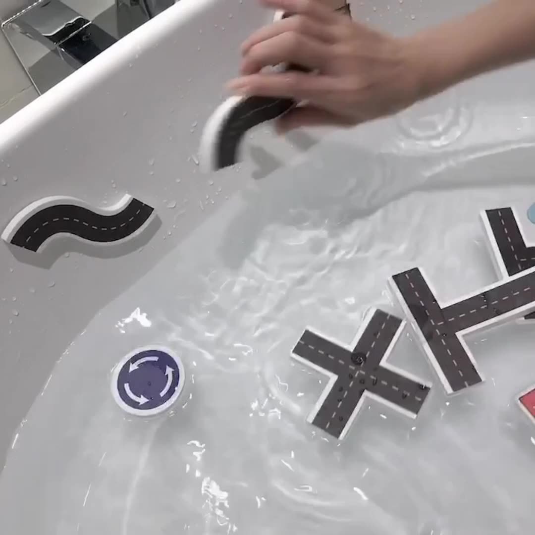 23 Pieces Children Baby Baby Bath Bath Water Toy City Traffic Car Road Rail Puzzle