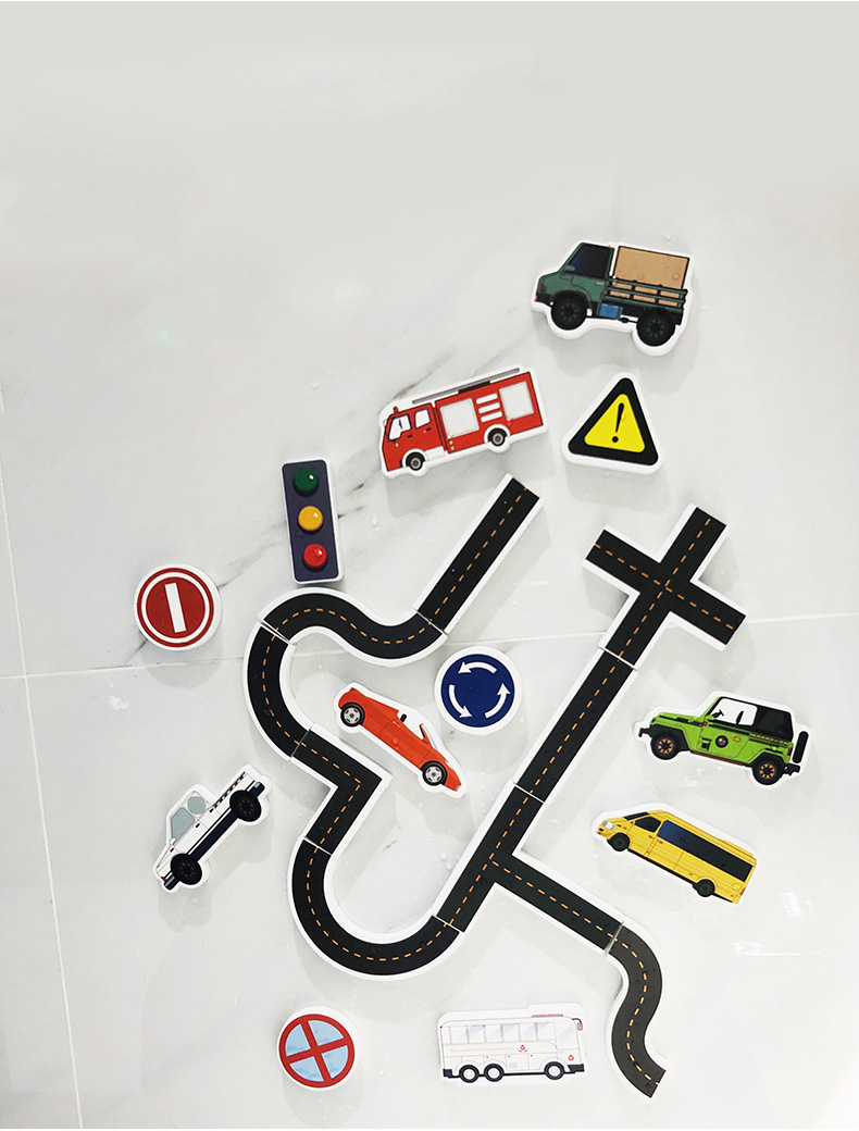 23 Pieces Children Baby Baby Bath Bath Water Toy City Traffic Car Road Rail Puzzle