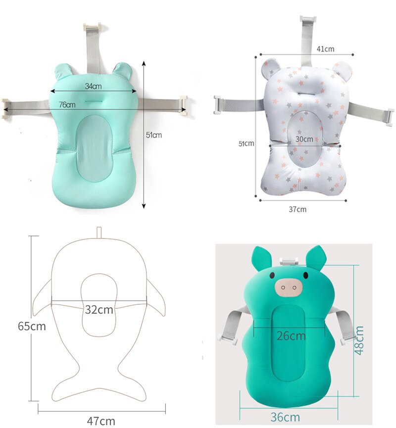 Baby Shower Bath Tub Pad Non-Slip Bathtub Seat Support Mat Newborn Safety Security Bath Support Cushion Foldable Soft Pillow Mat