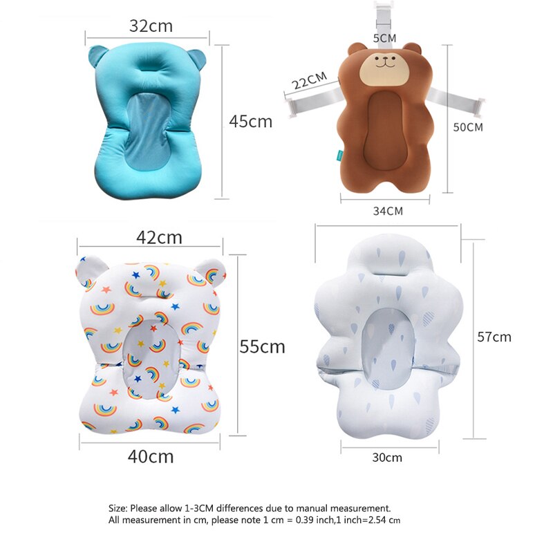 Baby Shower Bath Tub Pad Non-Slip Bathtub Seat Support Mat Newborn Safety Security Bath Support Cushion Foldable Soft Pillow Mat