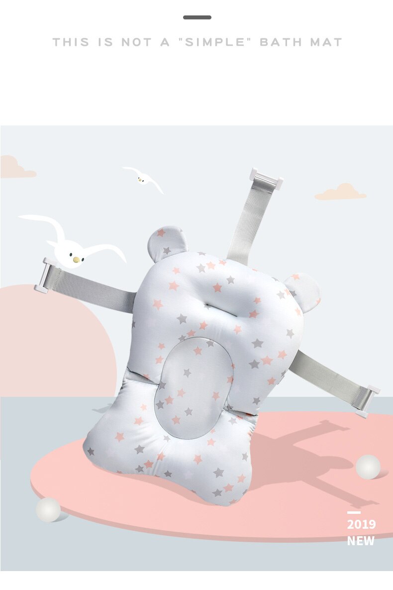 Baby Shower Bath Tub Pad Non-Slip Bathtub Seat Support Mat Newborn Safety Security Bath Support Cushion Foldable Soft Pillow Mat