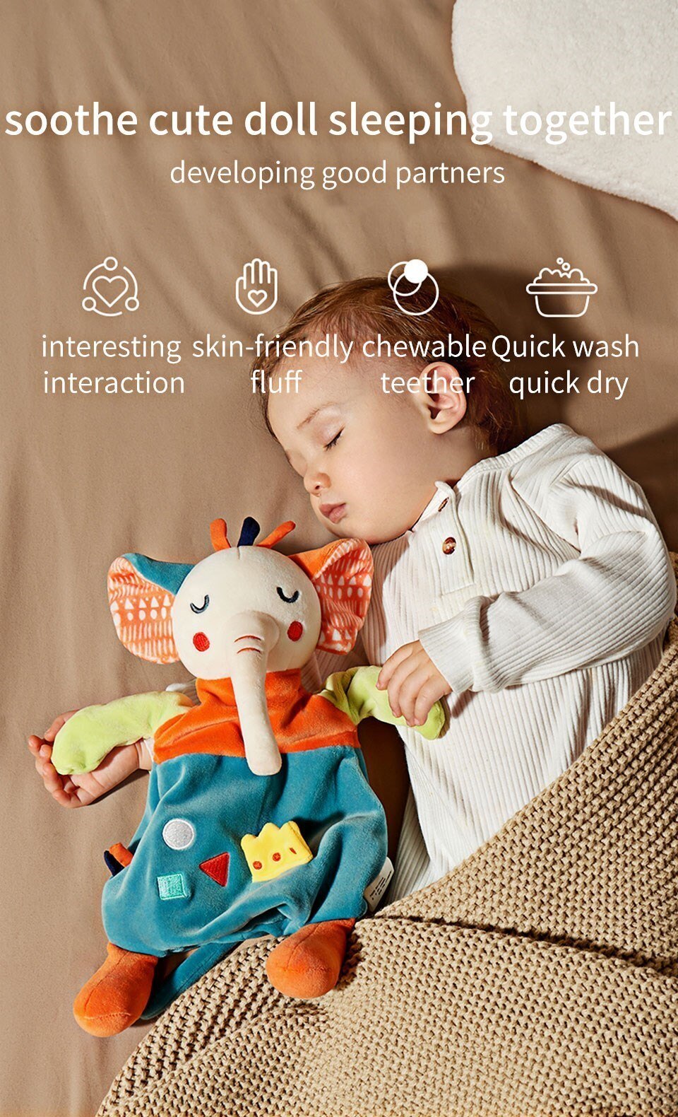 AIBEDILA Newborn Baby Sleeping Dolls Appease Towel Comfort Towel Hand Puppet Toy Sleep Artifact Can Bite Doll to Comfort Doll
