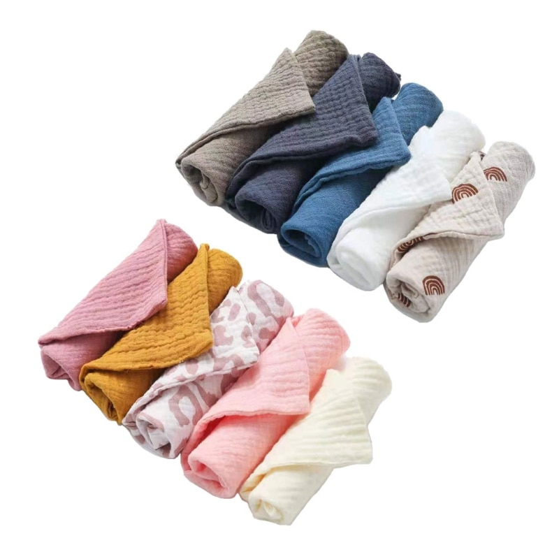 5 Pcs Baby Towels Muslin Cloth Hand Face Wipes Saliva Bib Handkerchief Washcloth 5 Pcs Baby Towels Muslin Cloth Hand Face Wipes Saliva Bib Handkerchief Washcloth