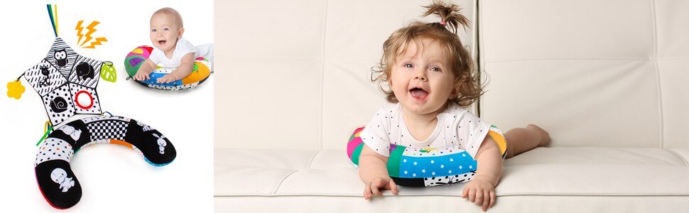 teytoy Tummy Time Pillow Toy, Black and White High Contrast Baby Toy with Mirror, Montessori Sensory Toy for Infant Toddler teytoy Tummy Time Pillow Toy, Black and White High Contrast Baby Toy with Mirror, Montessori Sensory Toy for Infant Toddler