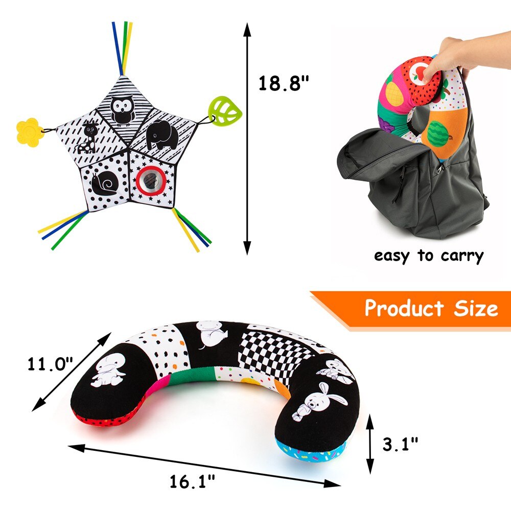 teytoy Tummy Time Pillow Toy, Black and White High Contrast Baby Toy with Mirror, Montessori Sensory Toy for Infant Toddler teytoy Tummy Time Pillow Toy, Black and White High Contrast Baby Toy with Mirror, Montessori Sensory Toy for Infant Toddler