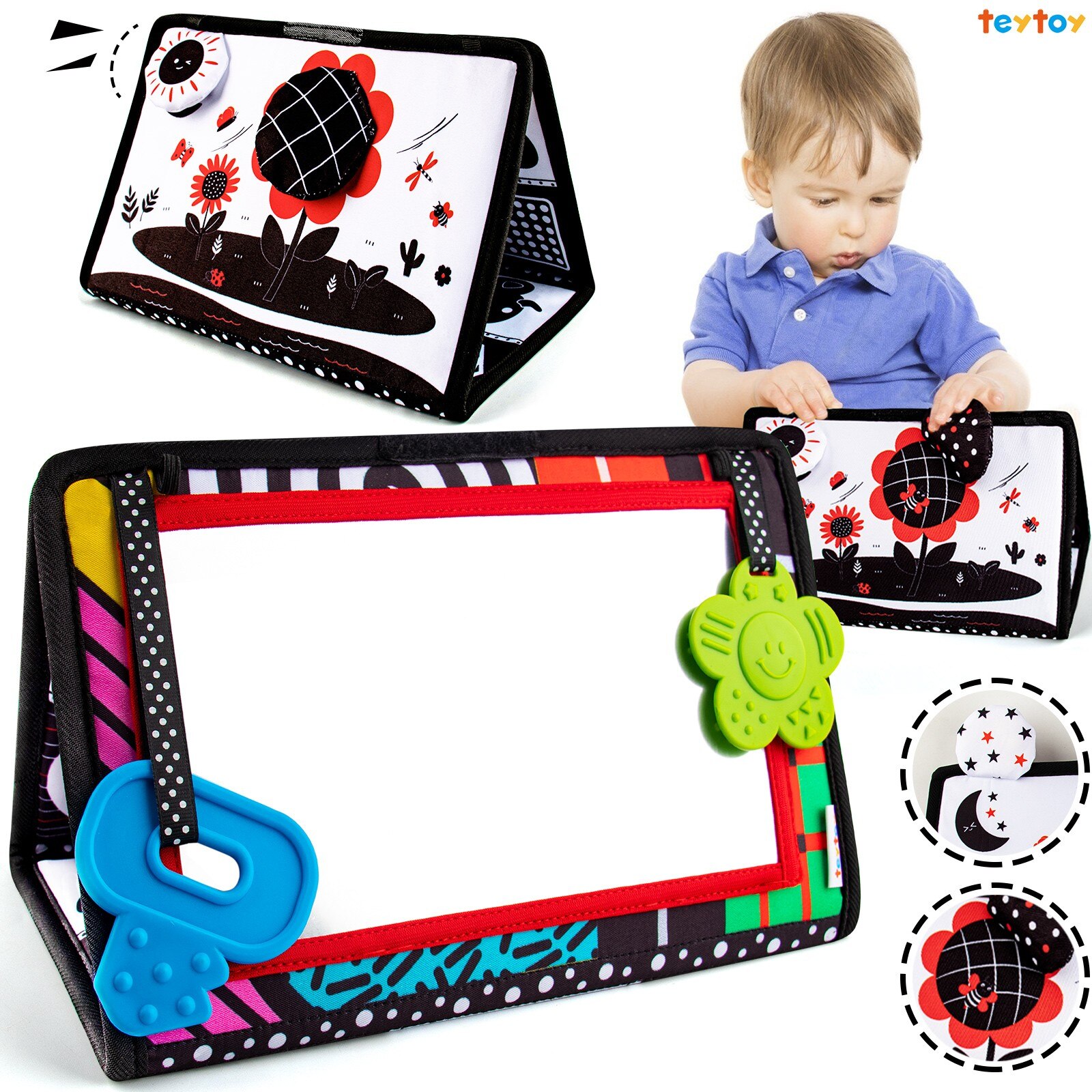 teytoy Tummy Time Mirror Newborn Toys Baby Mirror Tummy Time Toys Black and White High Contrast Baby Toys teytoy Tummy Time Mirror Newborn Toys Baby Mirror Tummy Time Toys Black and White High Contrast Baby Toys