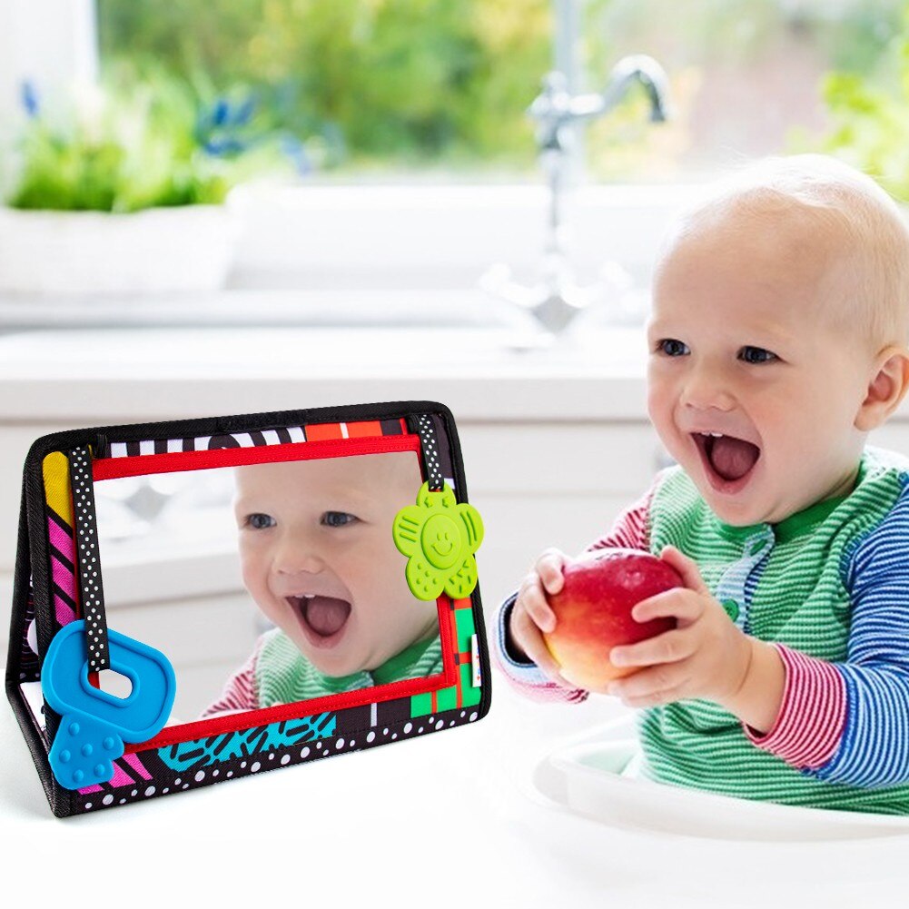 teytoy Tummy Time Mirror Newborn Toys Baby Mirror Tummy Time Toys Black and White High Contrast Baby Toys