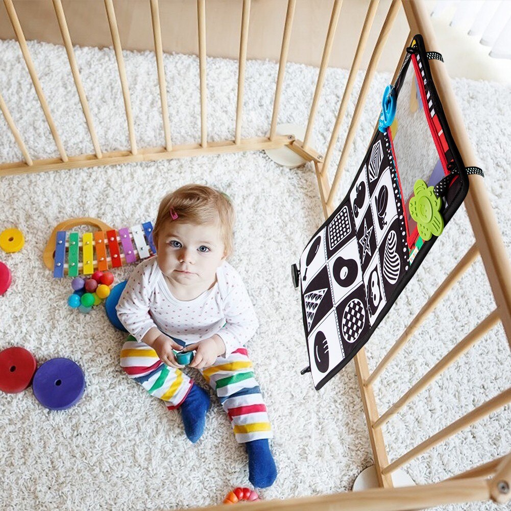 teytoy Tummy Time Mirror Newborn Toys Baby Mirror Tummy Time Toys Black and White High Contrast Baby Toys