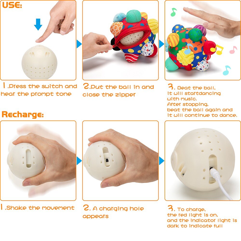 teytoy Developmental Bumpy Ball, USB Charged Bouncing Crawl Ball Toy Baby Sensory Toys Music Shake Dancing Balls Multicolor Ball teytoy Developmental Bumpy Ball, USB Charged Bouncing Crawl Ball Toy Baby Sensory Toys Music Shake Dancing Balls Multicolor Ball