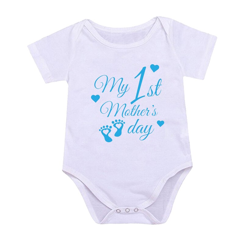 Newborn Boys/Girls Holiday Outfits Short Sleeve Romper Toddler Infant Jumpsuits My 1st Mother's Day Printed Baby Bodysuit