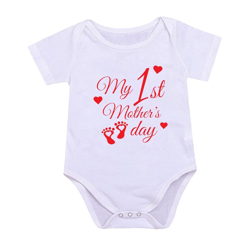 Newborn Boys/Girls Holiday Outfits Short Sleeve Romper Toddler Infant Jumpsuits My 1st Mother's Day Printed Baby Bodysuit