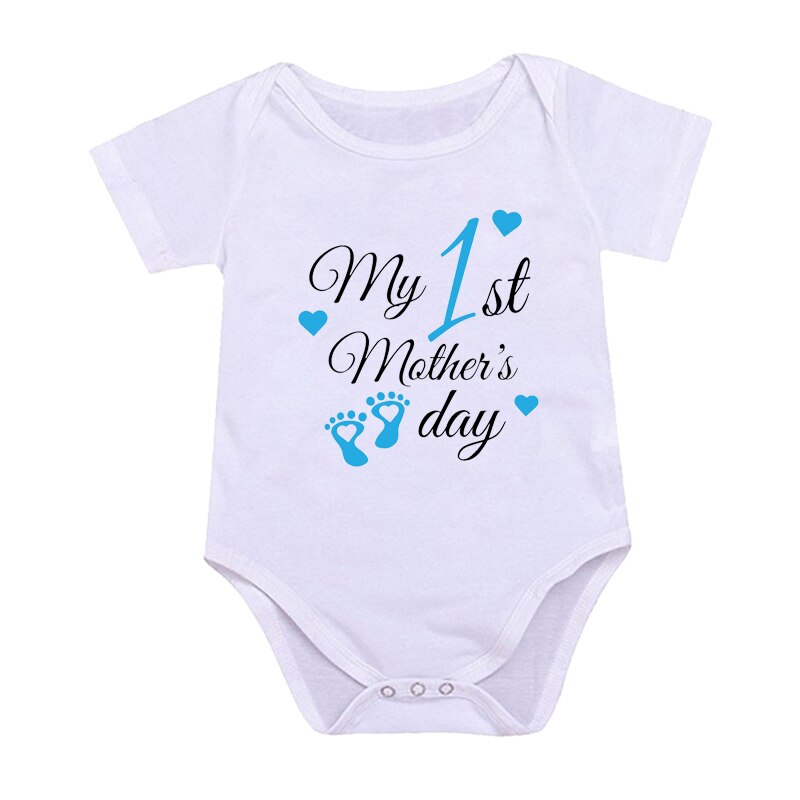 Newborn Boys/Girls Holiday Outfits Short Sleeve Romper Toddler Infant Jumpsuits My 1st Mother's Day Printed Baby Bodysuit