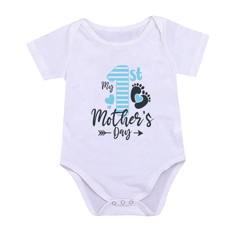 Newborn Boys/Girls Holiday Outfits Short Sleeve Romper Toddler Infant Jumpsuits My 1st Mother's Day Printed Baby Bodysuit