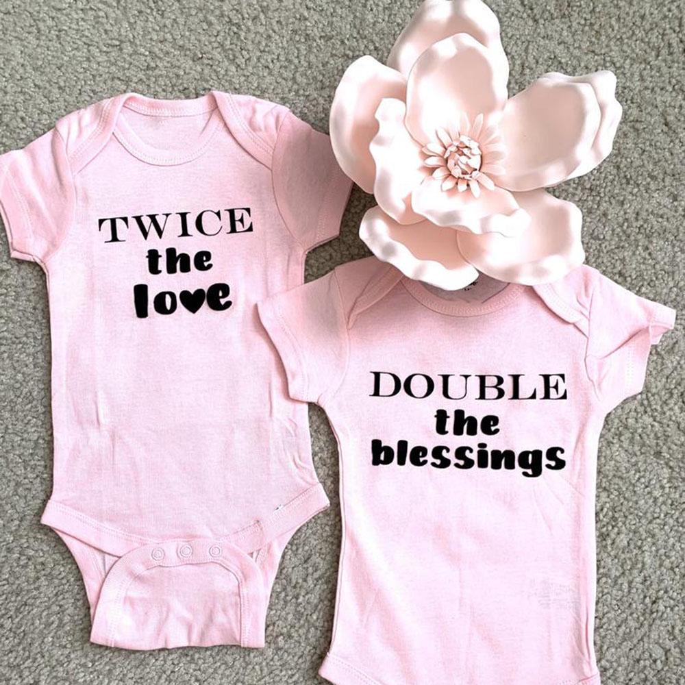 Twin Boys Girls Outfit Twins Baby Gift Ideas Newborn Baby Shower Gift Summer Short Sleeve Bodysuits Casual Ropa