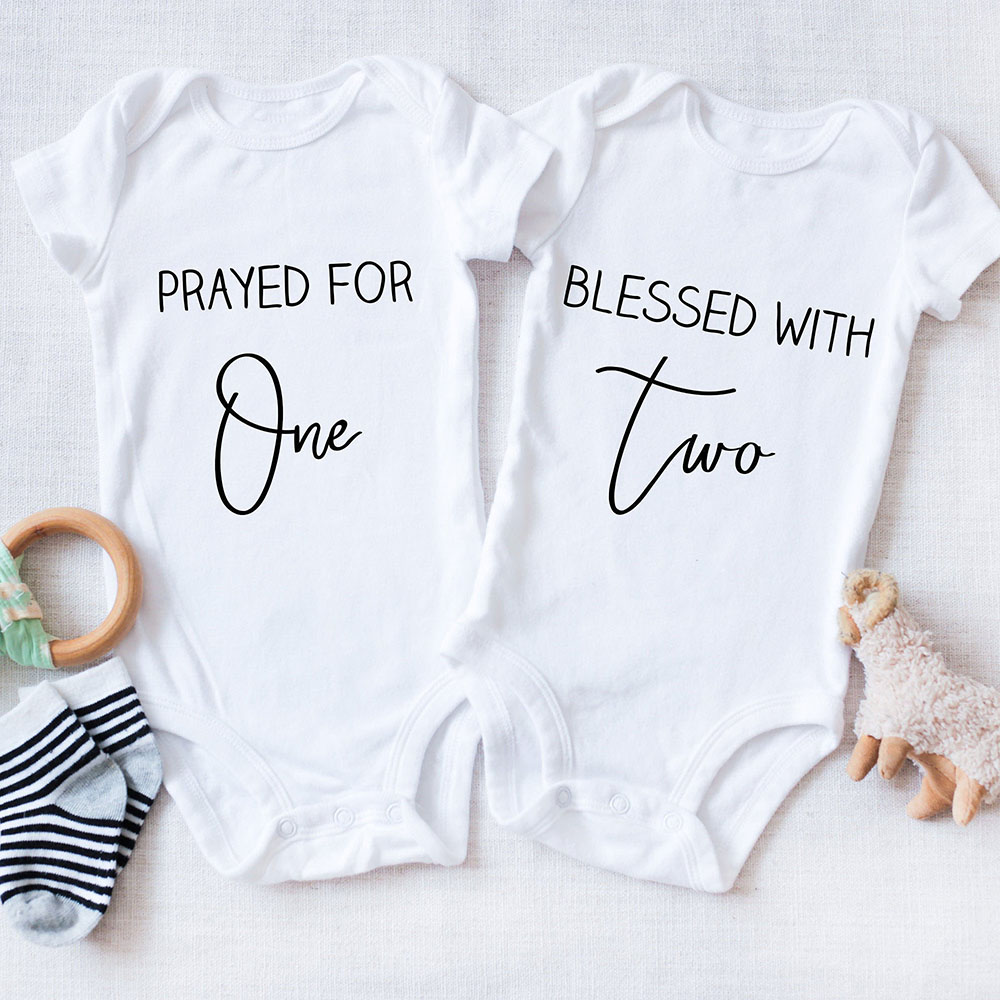Twin s Prayed for One Blessed with Two  Body Suit Twins Boys Girls Bodysuits Newborn Playsuit Casual Jumpsuit