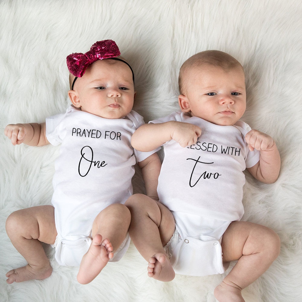 Twin s Prayed for One Blessed with Two Body Suit Twins Boys Girls Bodysuits Newborn Playsuit Casual Jumpsuit Twin s Prayed for One Blessed with Two Body Suit Twins Boys Girls Bodysuits Newborn Playsuit Casual Jumpsuit