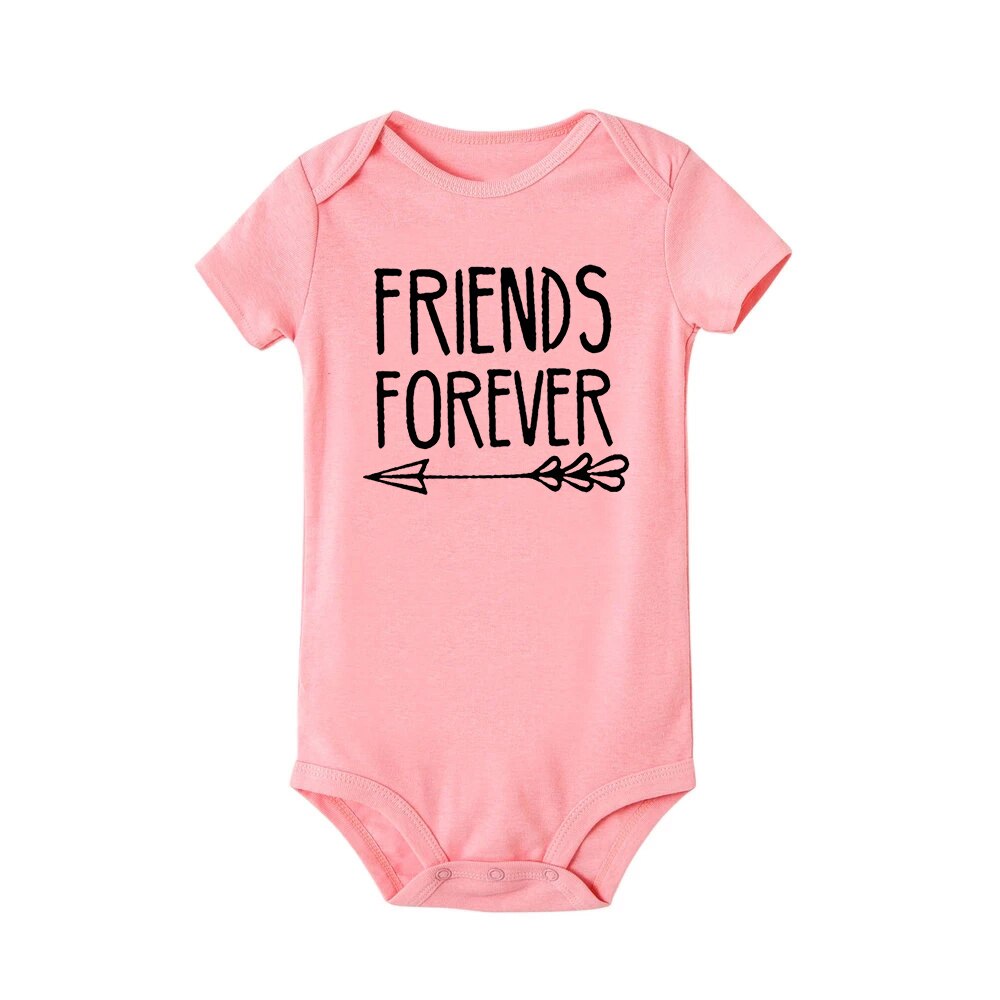 Born Together Baby Twins Bodysuits Best Friends Forever Baby Clothes Twin Summer Jumpsuit Girls Boys Outfits Infant Shower Gifts