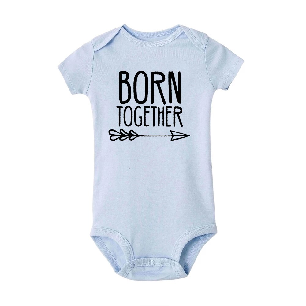 Born Together Baby Twins Bodysuits Best Friends Forever Baby Clothes Twin Summer Jumpsuit Girls Boys Outfits Infant Shower Gifts