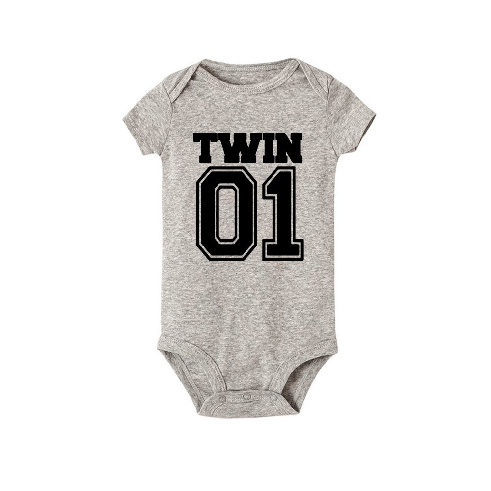 Twin 01 02 Print Twins Matching Baby Bodysuit Boys Girls Gift for Twins Twin Boys Jumpsuit Wear Unisex Newborn Baby Shower Gifts