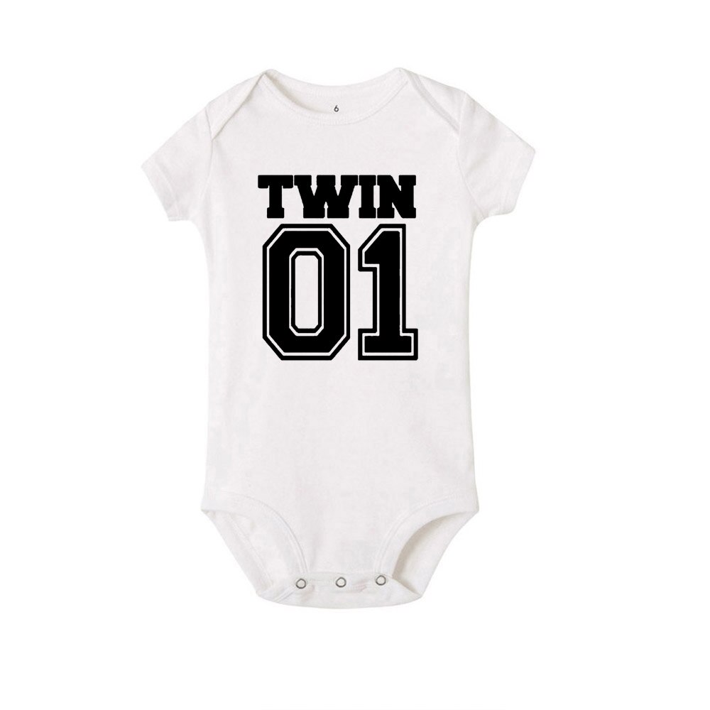 Twin 01 02 Print Twins Matching Baby Bodysuit Boys Girls Gift for Twins Twin Boys Jumpsuit Wear Unisex Newborn Baby Shower Gifts
