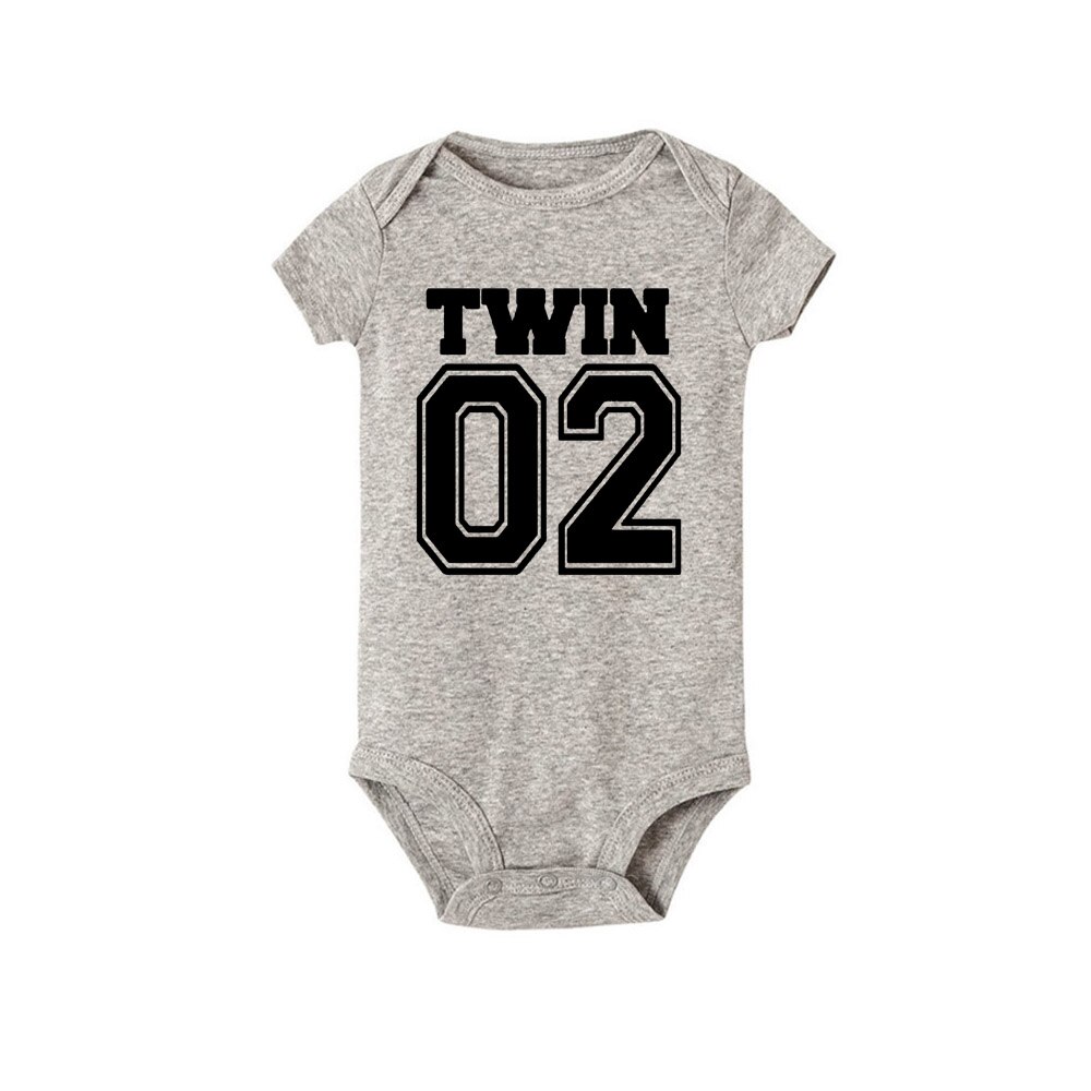 Twin 01 02 Print Twins Matching Baby Bodysuit Boys Girls Gift for Twins Twin Boys Jumpsuit Wear Unisex Newborn Baby Shower Gifts