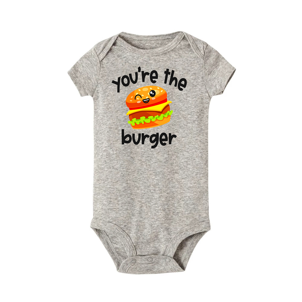 You Are The Burger To My Fries Twins Brother Romper Cute Printed Outfit Clothes Sister Girls Short Sleeve Bodysuit Holiday Gifts