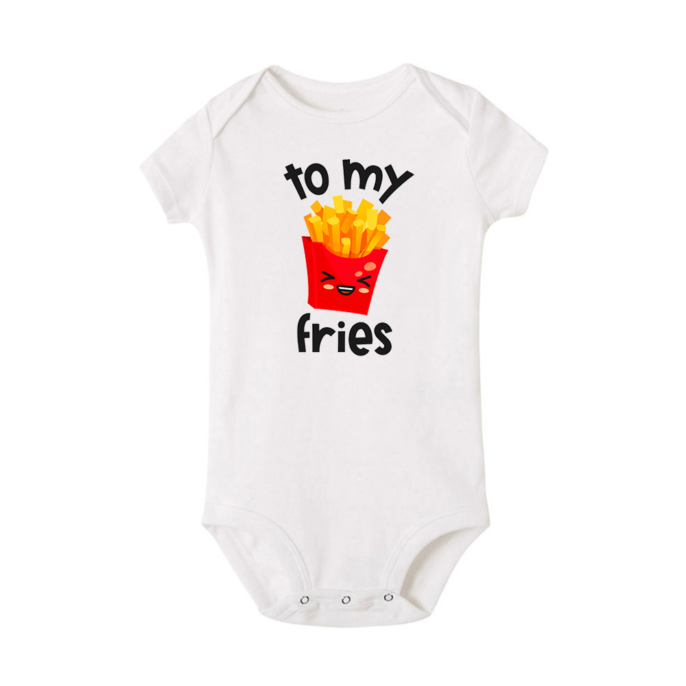 You Are The Burger To My Fries Twins Brother Romper Cute Printed Outfit Clothes Sister Girls Short Sleeve Bodysuit Holiday Gifts