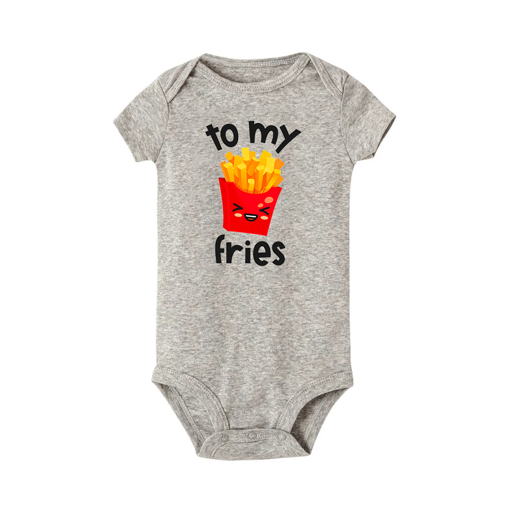 You Are The Burger To My Fries Twins Brother Romper Cute Printed Outfit Clothes Sister Girls Short Sleeve Bodysuit Holiday Gifts