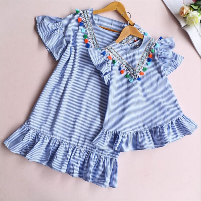 New In Family Matching Dress Mom And Daughter Clothes Nine Quarter Stripe Mini Baby Girl Outfits Mother And Daughter Dresses New In Family Matching Dress Mom And Daughter Clothes Nine Quarter Stripe Mini Baby Girl Outfits Mother And Daughter Dresses