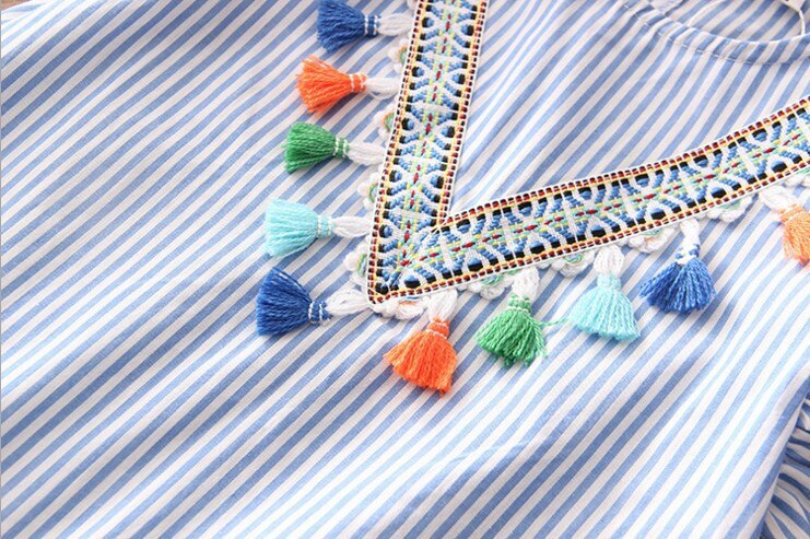 New In Family Matching Dress Mom And Daughter Clothes Nine Quarter Stripe Mini Baby Girl Outfits Mother And Daughter Dresses