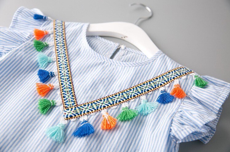 New In Family Matching Dress Mom And Daughter Clothes Nine Quarter Stripe Mini Baby Girl Outfits Mother And Daughter Dresses