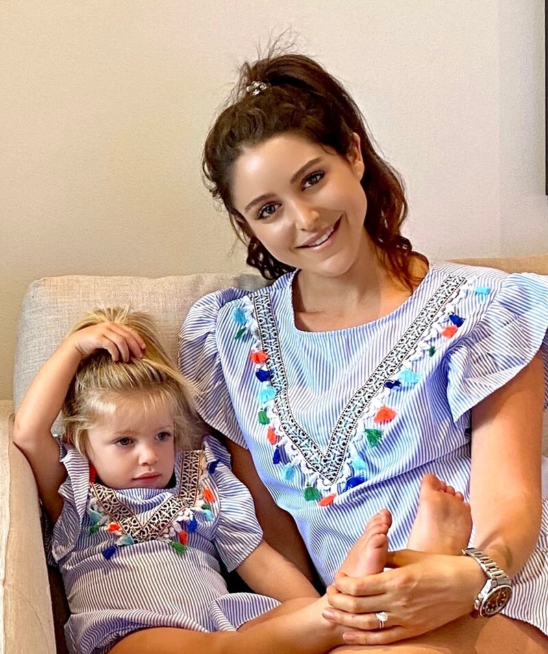 New In Family Matching Dress Mom And Daughter Clothes Nine Quarter Stripe Mini Baby Girl Outfits Mother And Daughter Dresses