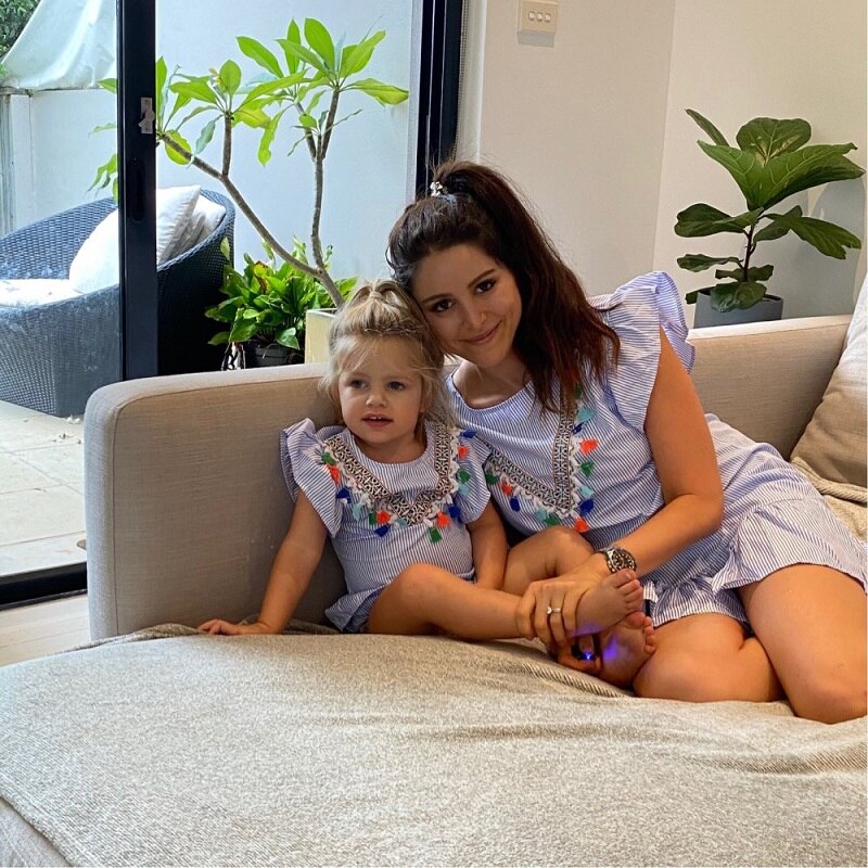 New In Family Matching Dress Mom And Daughter Clothes Nine Quarter Stripe Mini Baby Girl Outfits Mother And Daughter Dresses