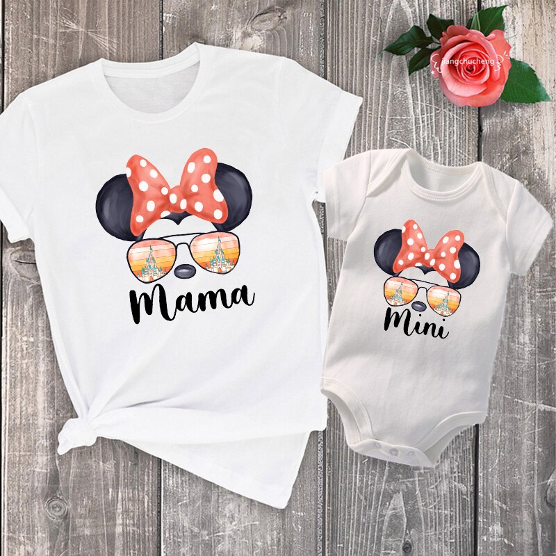 Funny Leopard Minnie Mouse Print Mother Kids T-Shirt Baby Bodysuit Cotton Summer Look Mama and Mini Family Matching Outfits Funny Leopard Minnie Mouse Print Mother Kids T-Shirt Baby Bodysuit Cotton Summer Look Mama and Mini Family Matching Outfits
