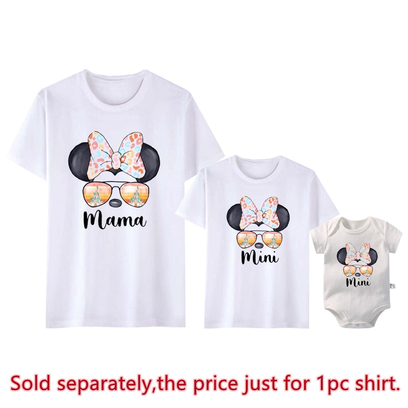 Funny Leopard Minnie Mouse Print Mother Kids T-Shirt Baby Bodysuit Cotton Summer Look Mama and Mini Family Matching Outfits Funny Leopard Minnie Mouse Print Mother Kids T-Shirt Baby Bodysuit Cotton Summer Look Mama and Mini Family Matching Outfits