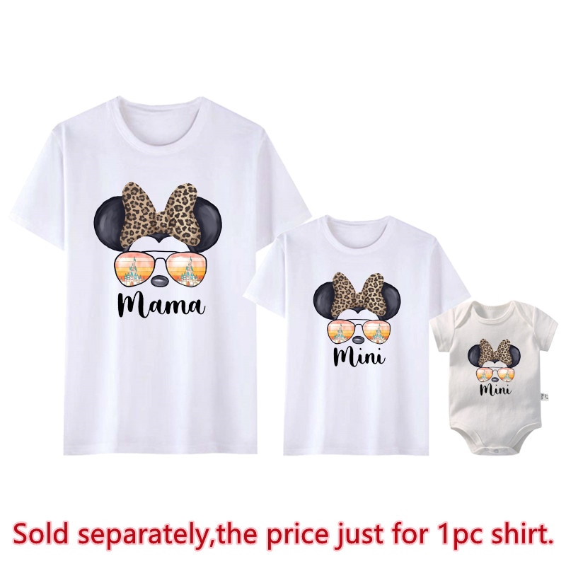 Funny Leopard Minnie Mouse Print Mother Kids T-Shirt Baby Bodysuit Cotton Summer Look Mama and Mini Family Matching Outfits Funny Leopard Minnie Mouse Print Mother Kids T-Shirt Baby Bodysuit Cotton Summer Look Mama and Mini Family Matching Outfits