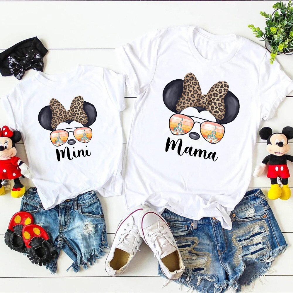 Funny Leopard Minnie Mouse Print Mother Kids T-Shirt Baby Bodysuit Cotton Summer Look Mama and Mini Family Matching Outfits Funny Leopard Minnie Mouse Print Mother Kids T-Shirt Baby Bodysuit Cotton Summer Look Mama and Mini Family Matching Outfits