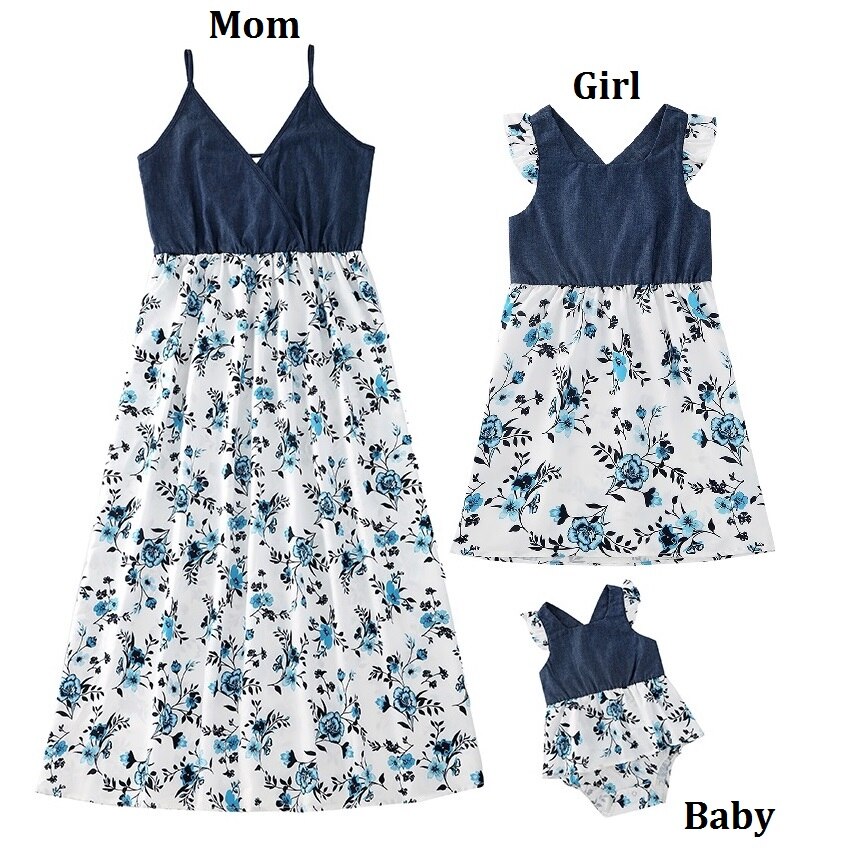 Family Set Flower Mommy and Me Clothes Ruffled Sleeve Mother Daughter Matching Dresses Fashion Mom Baby Woman Girls Cotton Dress Family Set Flower Mommy and Me Clothes Ruffled Sleeve Mother Daughter Matching Dresses Fashion Mom Baby Woman Girls Cotton Dress