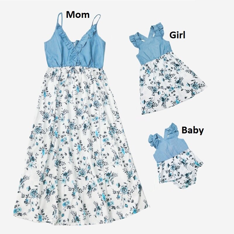 Family Set Flower Mommy and Me Clothes Ruffled Sleeve Mother Daughter Matching Dresses Fashion Mom Baby Woman Girls Cotton Dress Family Set Flower Mommy and Me Clothes Ruffled Sleeve Mother Daughter Matching Dresses Fashion Mom Baby Woman Girls Cotton Dress
