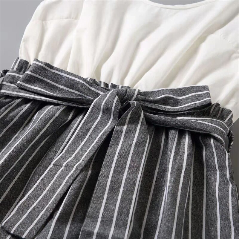 Striped Mother Daughter Matching Overalls Family Set One-Piece Mommy and Me Dresses Clothes Fashion Woman Girls Cotton Jumpsuits