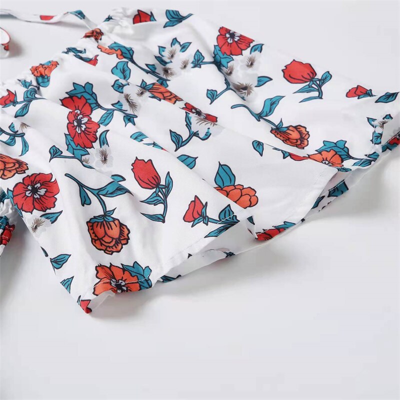 Flower Print Mother Daughter Matching Dresses Family Look Mommy and Me Clothes Outfits Mom Mum & Baby Women Girls Dress