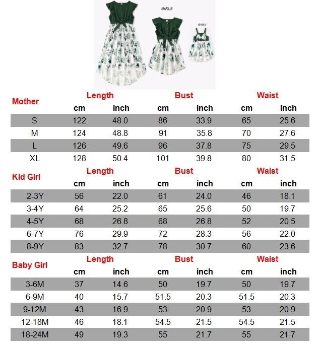 Flower Print Mother Daughter Matching Dresses Family Look Mommy and Me Clothes Outfits Mom Mum & Baby Women Girls Dress