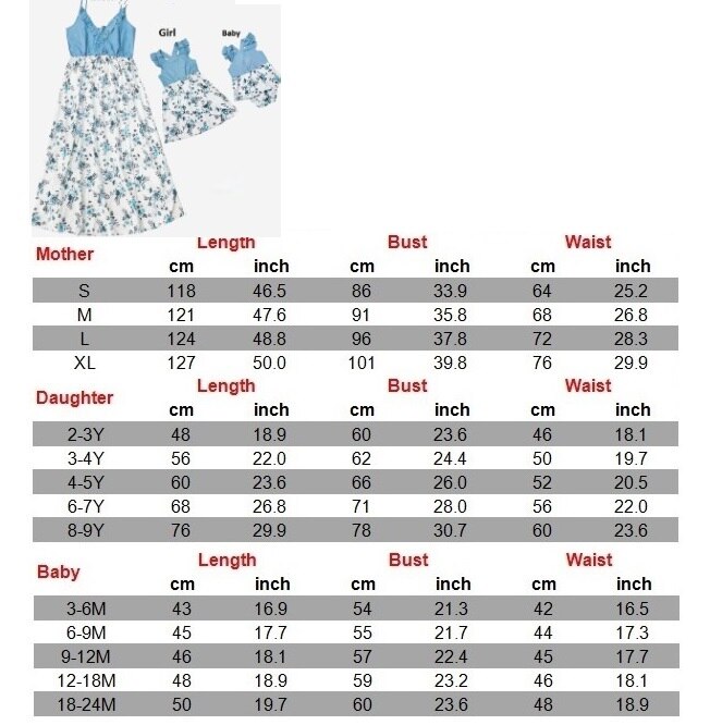 Flower Print Mother Daughter Matching Dresses Family Look Mommy and Me Clothes Outfits Mom Mum & Baby Women Girls Dress