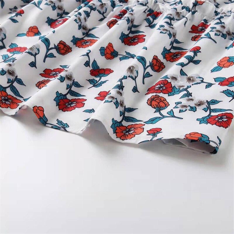 Flower Print Mother Daughter Matching Dresses Family Look Mommy and Me Clothes Outfits Mom Mum & Baby Women Girls Dress